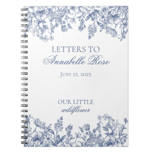Cuaderno Letras Florales de Chinoisería Azul para Cumpleañe