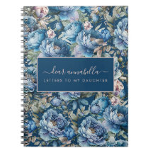 Letras florales de peones azules a mi hija mantene