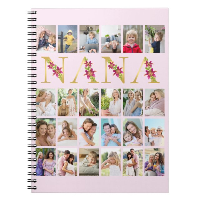 Cuaderno Letras florales Nana Gold 24 Collage de fotos vert (Frente)