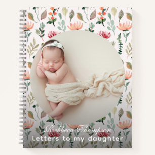 Cuaderno Letras florales rosadas para recuerdo fotográfico