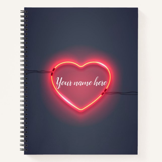 Cuaderno Letrero de Corazón de Neón (Anverso)