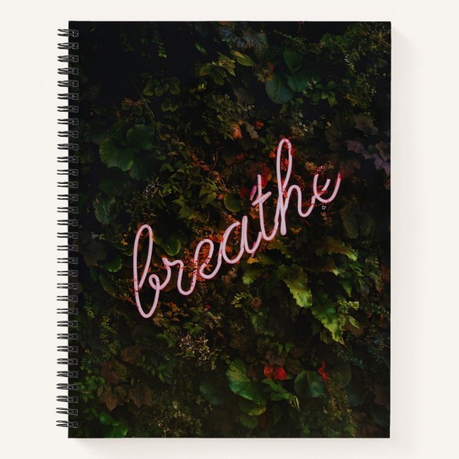 Cuaderno Letrero de Naturaleza de Neón Respira (Anverso)