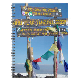 Cuaderno Letrero en la cima del Kilimanjaro Kenia