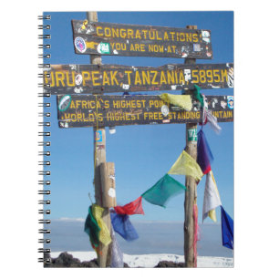 Cuaderno Letrero en la cima del Kilimanjaro Kenia
