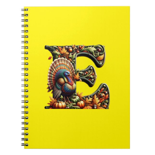 Cuaderno Letter E Thanksgiving style gift  (Frente)