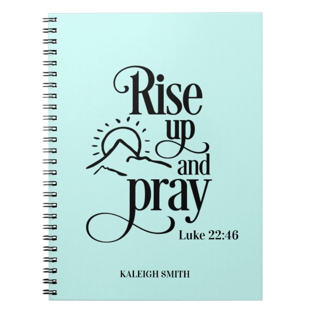 Cuaderno Levántate y ruge Luke 22:46 Personalizado Blue Pra (Frente)