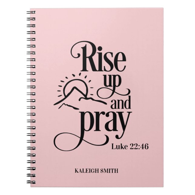 Cuaderno Levántate y ruge Luke 22:46 Personalizado Pink Pra (Frente)