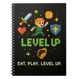 Cuaderno Level Up Gamer Notebook – Retro Pixel Gaming Style