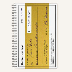 Cuaderno Ley de Atracción Cheque Elegante de Abundancia en 