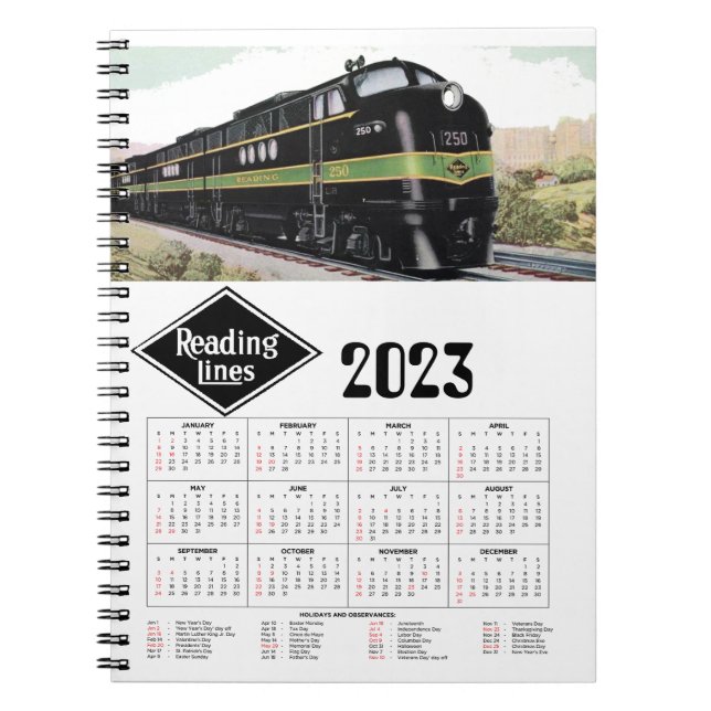 Cuaderno Leyendo calendario ferroviario (Frente)