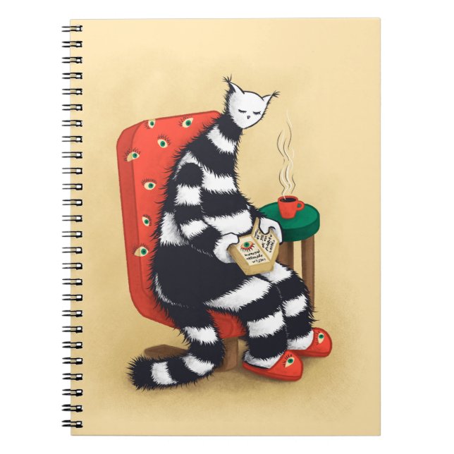 Cuaderno Leyendo el amante del libro del gato (Frente)