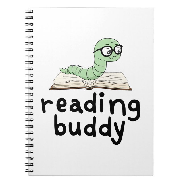 Cuaderno Leyendo librero Buddy Cute con libro (Frente)