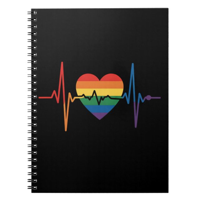 Cuaderno LGBTQ latidos de corazón orgullo gay lesbiana tran (Frente)