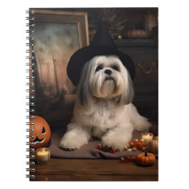 Cuaderno Lhasa Apso Calabazas Halloween Asustadizo