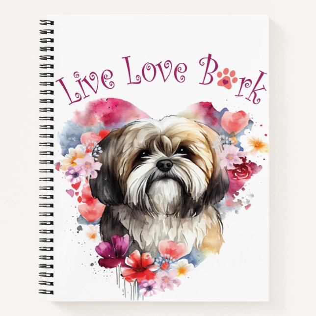 Cuaderno Lhasa Apso Dog Mom Floral (Anverso)
