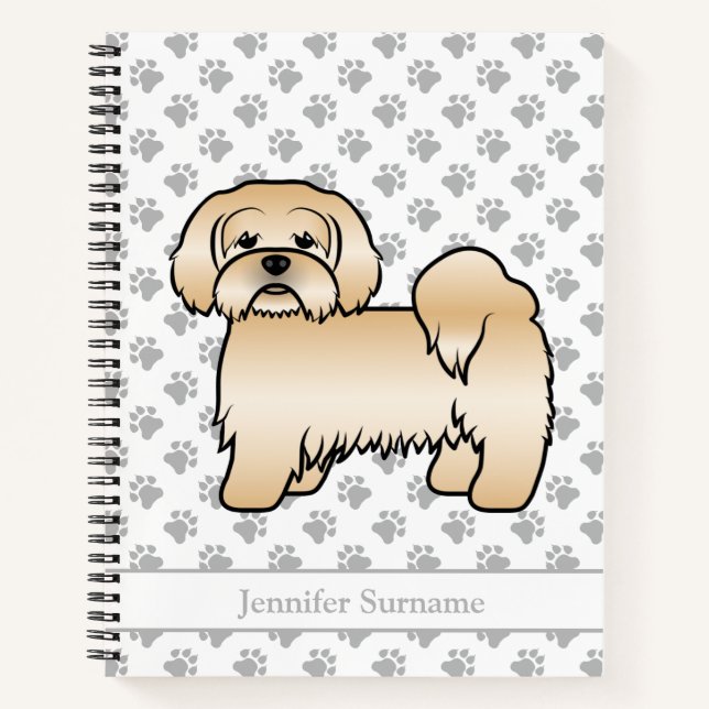 Cuaderno Lhasa Apso dorado perro de dibujos animados lindo  (Anverso)