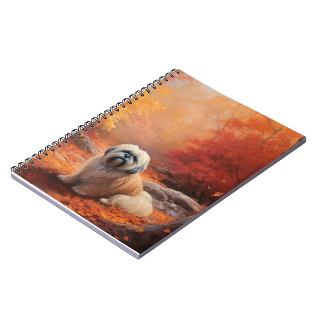 Cuaderno Lhasa Apso en otoño se inspira en las hojas de oto (Lado Izquierdo)
