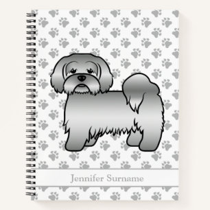 Cuaderno Lhasa Apso plateado perro de dibujos animados lind
