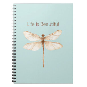 Cuaderno Libélula azul crema menta acuática marrón