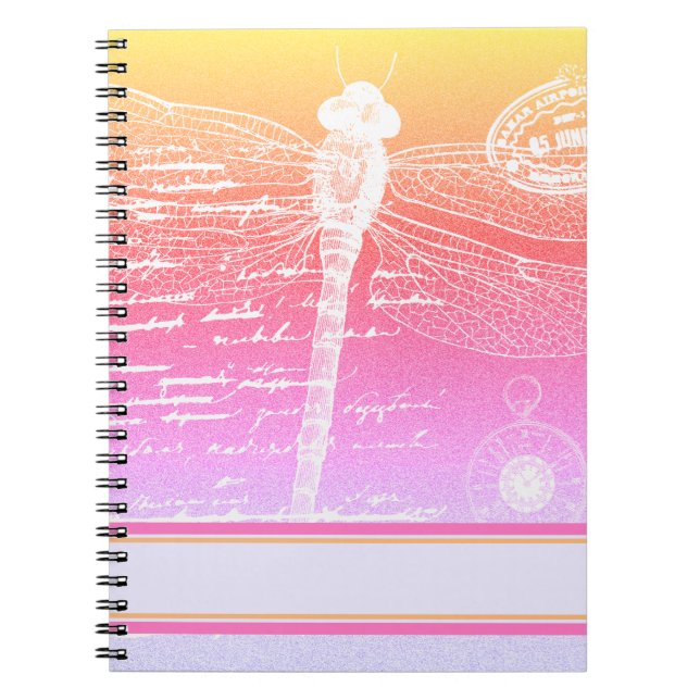 Cuaderno Libélula de gradiente pastel (Frente)