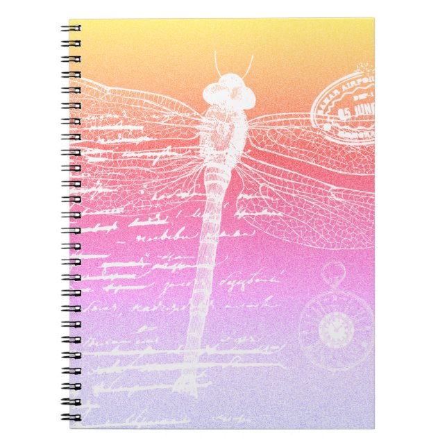 Cuaderno Libélula de gradiente pastel (Frente)