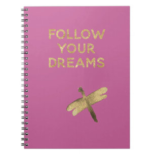 Cuaderno Libélula de oro rosa sigue tus sueños