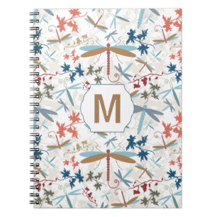 Cuaderno Libélula Patrón Multicolor Con Monograma