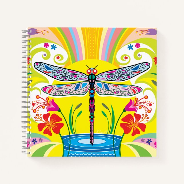 Cuaderno Libélula Radiante y Flores Silvestres (Anverso)