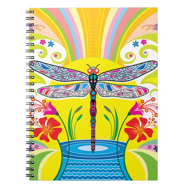 Cuaderno Libélula Radiante y Flores Silvestres (Frente)