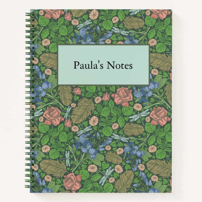 Cuaderno Libélula Vintage Vuela en un Jardín Inglés (Anverso)