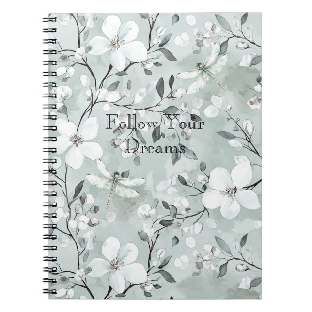 Cuaderno Libélulas Florales Blanco Azul (Frente)