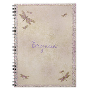 Cuaderno Libélulas Moradas y Doradas Diario Personalizado L