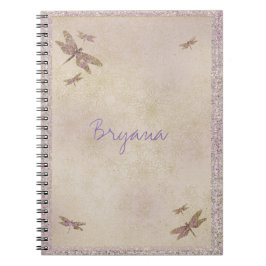 Cuaderno Libélulas púrpura y dorado Diario de libélula pers