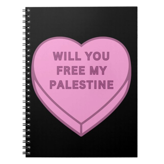 Cuaderno ¿Liberarás a mi Palestina? Cute Candy Heart dulce (Frente)