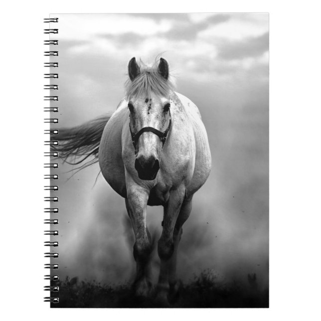 Cuaderno Libertad de caballo blanco y negro (Frente)