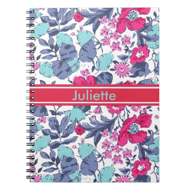 Cuaderno Liberty flor personalizable nombre (Frente)