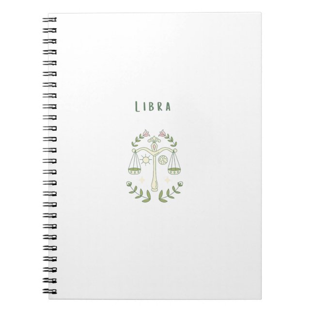 Cuaderno Libra Blanca, zodiaco, signo zodiacal (Frente)