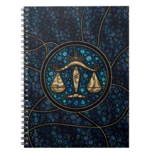 Cuaderno Libra Zodiac Dot Art Estilo Abalone Gold