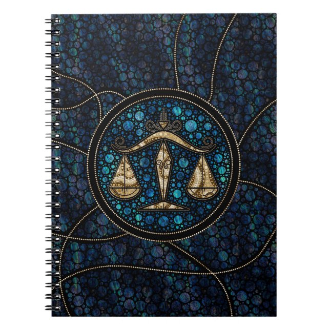 Cuaderno Libra Zodiac Dot Art Estilo Abalone Gold (Frente)