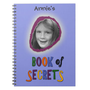 Cuaderno Libro azul de secretos con la foto de encargo y el