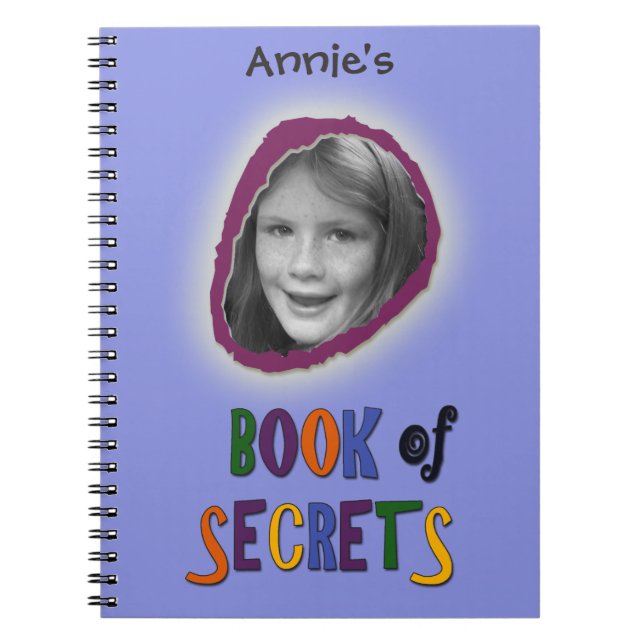 Cuaderno Libro azul de secretos con la foto de encargo y el (Frente)
