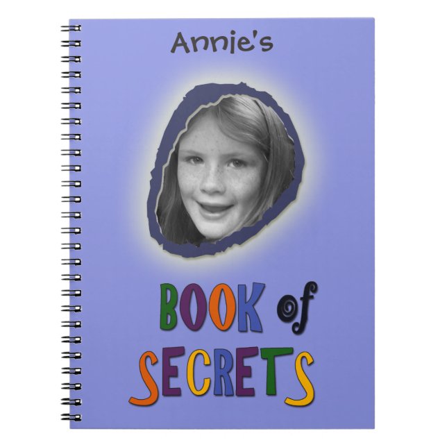 Cuaderno Libro azul de secretos con la foto de encargo y el (Frente)
