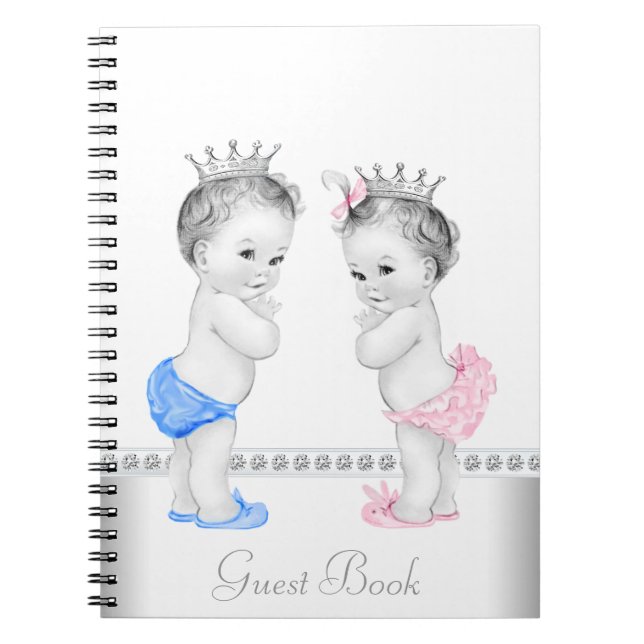 Cuaderno Libro Baby Shower de Prince y Princess Twin (Frente)