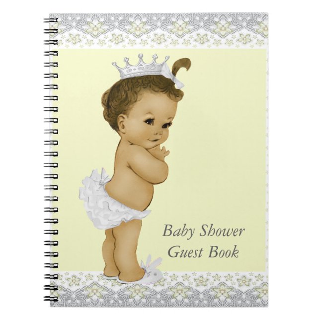 Cuaderno Libro de Baby Shower amarillo y gris (Frente)