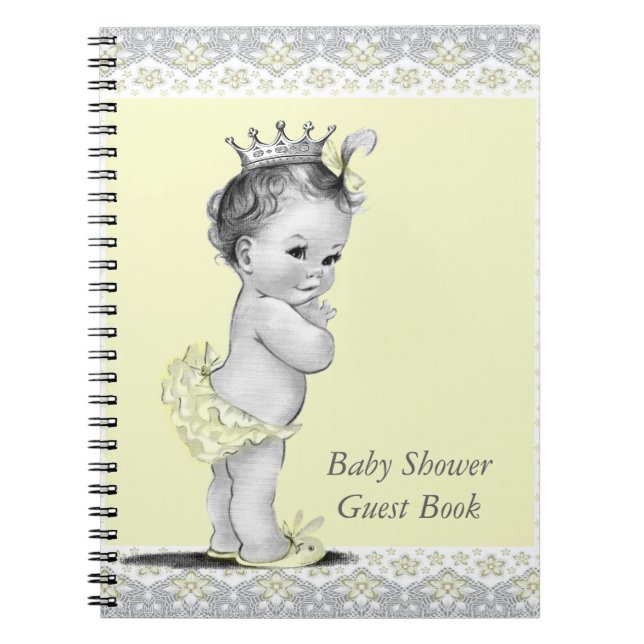 Cuaderno Libro de Baby Shower amarillo y gris (Frente)
