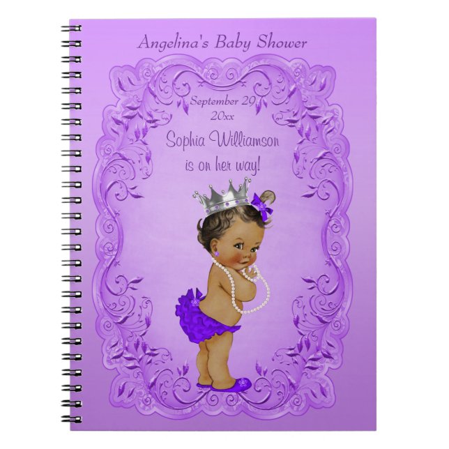 Cuaderno Libro de Baby Shower Morple Ethnic Princess (Frente)