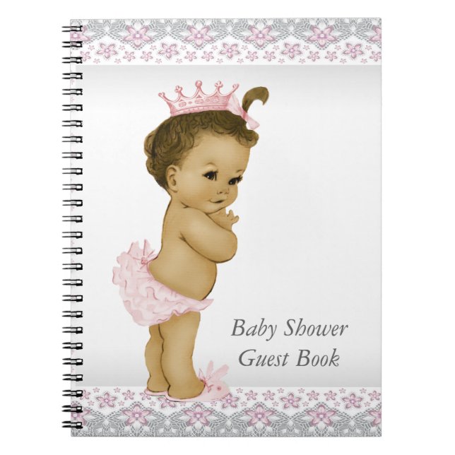 Cuaderno Libro de Baby Shower rosa y gris (Frente)