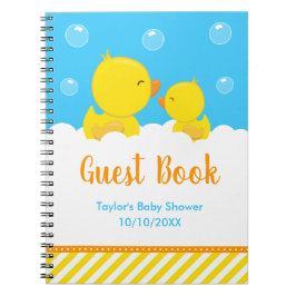 Cuaderno Libro de Baby Shower Rubber Ducky Yellow Blue
