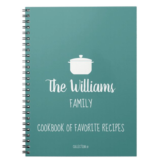 Cuaderno libro de cocina familiar de recetas favoritas azul (Frente)