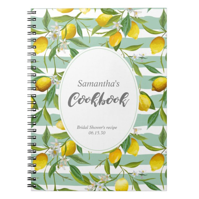 Cuaderno libro de cocina personalizado con tema de limón, (Frente)